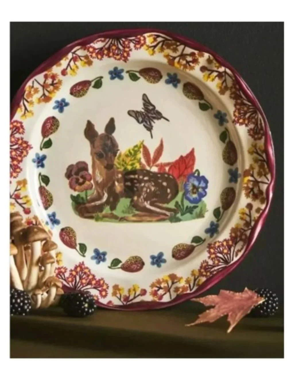 Anthropologie Nathalie Lete Dessert Plate – Woodland Friends - Fawn - NEW